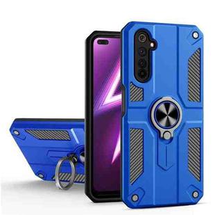 Carbon Fiber Pattern PC + TPU Protective Case with Ring Holder For OPPO Realme 6 Pro(Dark Blue)