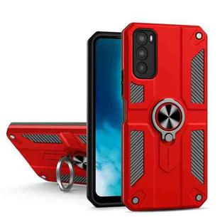 Carbon Fiber Pattern PC + TPU Protective Case with Ring Holder For vivo V20 SE(Red)