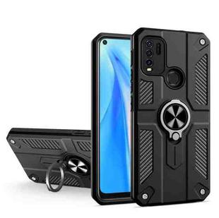 Carbon Fiber Pattern PC + TPU Protective Case with Ring Holder For vivo Y50 / Y30(Black)