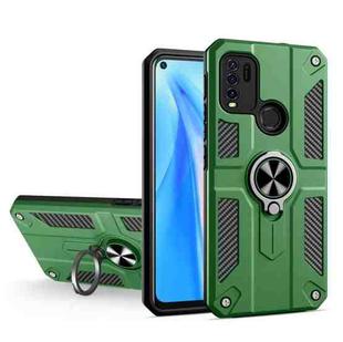 Carbon Fiber Pattern PC + TPU Protective Case with Ring Holder For vivo Y50 / Y30(Dark Green)