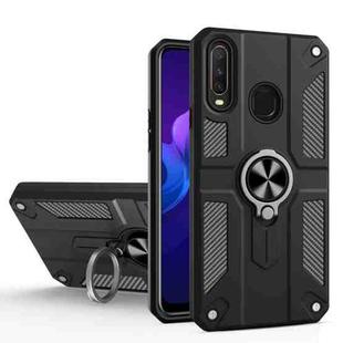 Carbon Fiber Pattern PC + TPU Protective Case with Ring Holder For vivo Y17 / Y12(Black)