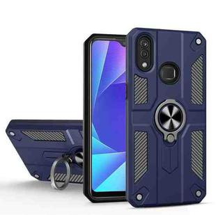 Carbon Fiber Pattern PC + TPU Protective Case with Ring Holder For vivo Y95(Sapphire Blue)