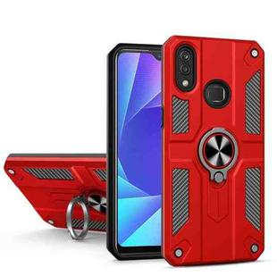 Carbon Fiber Pattern PC + TPU Protective Case with Ring Holder For vivo Y95(Red)