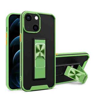 Dual-color Skin Feel TPU + PC Magnetic Shockproof Case with Invisible Holder For iPhone 13 mini(Green)