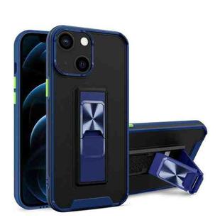 Dual-color Skin Feel TPU + PC Magnetic Shockproof Case with Invisible Holder For iPhone 13 mini(Blue)