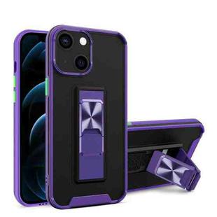 Dual-color Skin Feel TPU + PC Magnetic Shockproof Case with Invisible Holder For iPhone 13(Purple)