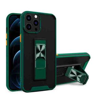 Dual-color Skin Feel TPU + PC Magnetic Shockproof Case with Invisible Holder For iPhone 13 Pro(Dark Green)