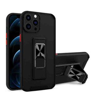 Dual-color Skin Feel TPU + PC Magnetic Shockproof Case with Invisible Holder For iPhone 13 Pro(Black)