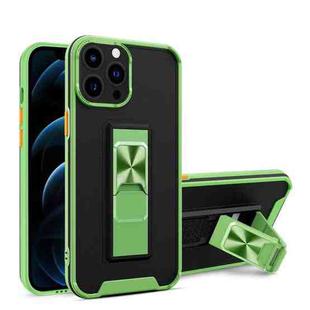 Dual-color Skin Feel TPU + PC Magnetic Shockproof Case with Invisible Holder For iPhone 13 Pro Max(Green)