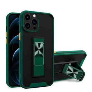 Dual-color Skin Feel TPU + PC Magnetic Shockproof Case with Invisible Holder For iPhone 13 Pro Max(Dark Green)