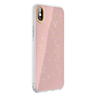 For iPhone XR SULADA Gold Foil TPU Plating Protective Case(Pink)