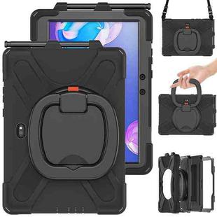 For Samsung Galaxy Tab Active Pro Silicone + PC Protective Case with Holder & Shoulder Strap(Black)