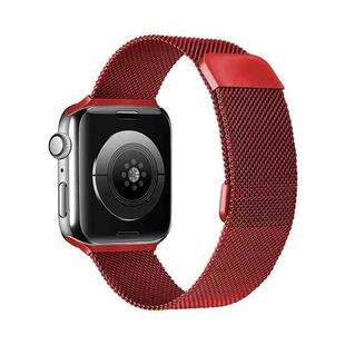 Adjustable Dual Section Milan Watch Band For Apple Watch Ultra 49mm / Series 8&7 45mm / SE 2&6&SE&5&4 44mm / 3&2&1 42mm(Wine Red)