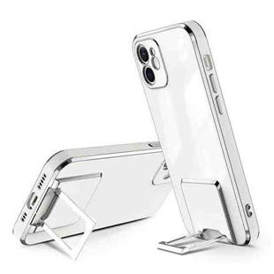 Electroplating Protective Cover Casem with Holder Function For iPhone 11 Pro(Silver)