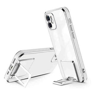 For iPhone 11 Pro Max Electroplating Protective Cover Casem with Holder Function (Silver)