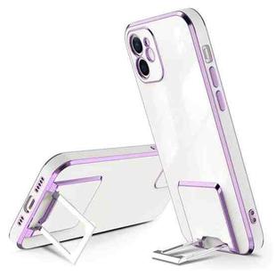 For iPhone 11 Pro Max Electroplating Protective Cover Casem with Holder Function (Purple)