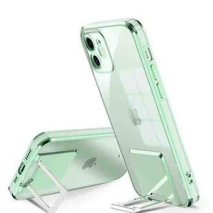 Electroplating Transparent Protective Cover Casem with Holder Function For iPhone 11(Green)