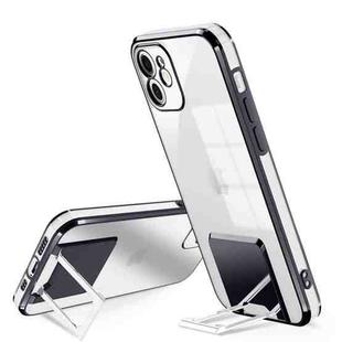 For iPhone 11 Pro Electroplating Transparent Protective Cover Casem with Holder Function (Black)
