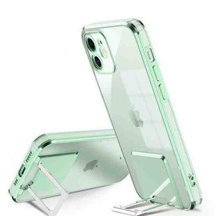 For iPhone 11 Pro Max Electroplating Transparent Protective Cover Casem with Holder Function (Green)