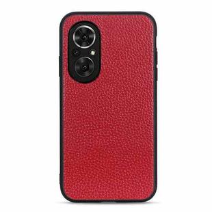 For Honor 50 SE Accurate Hole Litchi Texture Leather Shockproof Case(Red)