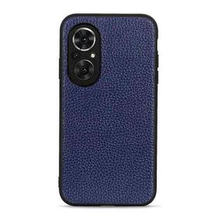 For Honor 50 SE Accurate Hole Litchi Texture Leather Shockproof Case(Blue)