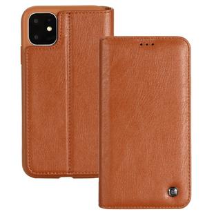For iPhone 11 GEBEI Shockproof TPU + PU Horizontal Flip Leather Case with Card Slots & Holder(Brown)