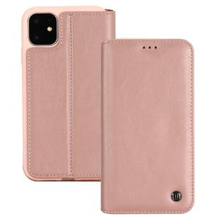 For iPhone 11 Pro Max GEBEI Shockproof TPU + PU Horizontal Flip Leather Case with Card Slots & Holder(Rose Gold)