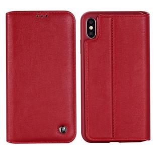 For iPhone XS / X GEBEI Shockproof TPU + PU Horizontal Flip Leather Case with Card Slots & Holder(Red)