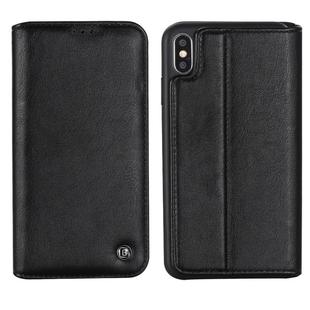 For iPhone XR GEBEI Shockproof TPU + PU Horizontal Flip Leather Case with Card Slots & Holder(Black)