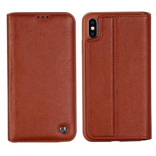 For iPhone XR GEBEI Shockproof TPU + PU Horizontal Flip Leather Case with Card Slots & Holder(Brown)