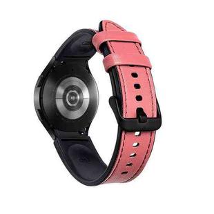 For Samsung Galaxy Watch4 Silicone + Leather Black Buckle Watch Band(Pink)