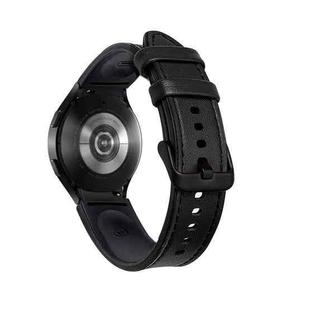 For Samsung Galaxy Watch4 Silicone + Leather Black Buckle Watch Band(Black)