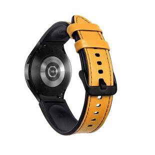 For Samsung Galaxy Watch4 Silicone + Leather Black Buckle Watch Band(Yellow)