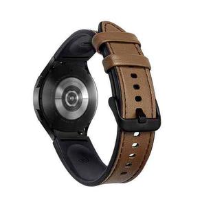 For Samsung Galaxy Watch4 Silicone + Leather Black Buckle Watch Band(Brown)