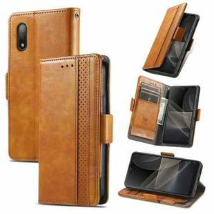 For Sony Xperia Ace II CaseNeo Business Splicing Dual Magnetic Buckle Horizontal Flip PU Leather Case with Holder & Card Slots & Wallet(Yellow)
