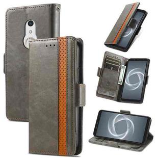 For Arrows Be4 Plus F-41B CaseNeo Business Splicing Dual Magnetic Buckle Horizontal Flip PU Leather Case with Holder & Card Slots & Wallet(Grey)
