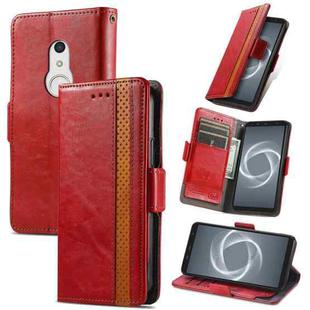 For Arrows Be4 Plus F-41B CaseNeo Business Splicing Dual Magnetic Buckle Horizontal Flip PU Leather Case with Holder & Card Slots & Wallet(Red)