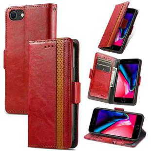 For iPhone SE 2022 / SE 2020 / 8 / 7 CaseNeo Business Splicing Dual Magnetic Buckle Horizontal Flip PU Leather Case with Holder & Card Slots & Wallet(Red)