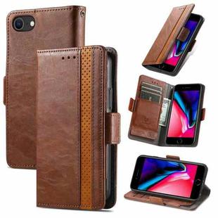 For iPhone SE 2022 / SE 2020 / 8 / 7 CaseNeo Business Splicing Dual Magnetic Buckle Horizontal Flip PU Leather Case with Holder & Card Slots & Wallet(Brown)