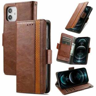 For iPhone 13 mini CaseNeo Business Splicing Dual Magnetic Buckle Horizontal Flip PU Leather Case with Holder & Card Slots & Wallet  (Brown)