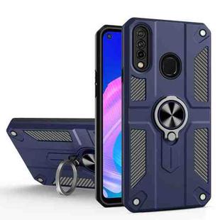 For Huawei Y7p / P40 lite E Carbon Fiber Pattern PC + TPU Protective Case with Ring Holder(Sapphire Blue)