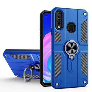 For Huawei Y7p / P40 lite E Carbon Fiber Pattern PC + TPU Protective Case with Ring Holder(Dark Blue)