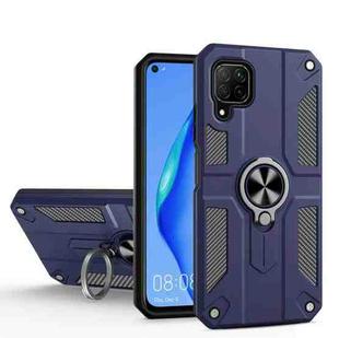 For Huawei nova 6 SE Carbon Fiber Pattern PC + TPU Protective Case with Ring Holder(Sapphire Blue)