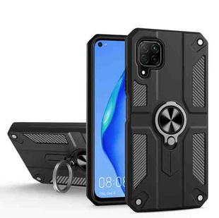 For Huawei nova 6 SE Carbon Fiber Pattern PC + TPU Protective Case with Ring Holder(Black)