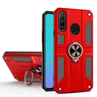 For Huawei Y9 Prime (2019) Carbon Fiber Pattern PC + TPU Protective Case with Ring Holder(Red)