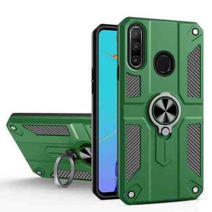 For Huawei Y9 Prime (2019) Carbon Fiber Pattern PC + TPU Protective Case with Ring Holder(Dark Green)