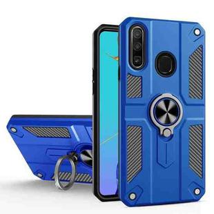 For Huawei Y9 Prime (2019) Carbon Fiber Pattern PC + TPU Protective Case with Ring Holder(Dark Blue)