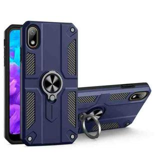 For Huawei Y5 (2019) Carbon Fiber Pattern PC + TPU Protective Case with Ring Holder(Sapphire Blue)