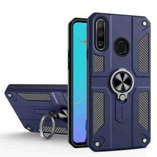 For Huawei P30 lite Carbon Fiber Pattern PC + TPU Protective Case with Ring Holder(Sapphire Blue)