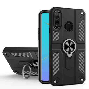 For Huawei P30 lite Carbon Fiber Pattern PC + TPU Protective Case with Ring Holder(Black)